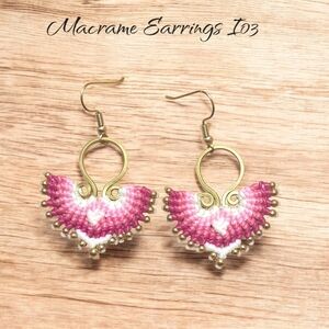 Pink and White Macrame Earrings